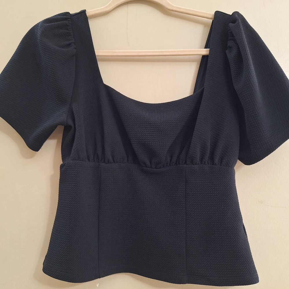 Express Y2K Black Babydoll Square neck short sleeve medium